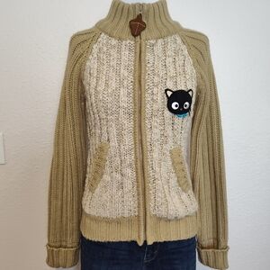 Sanrio Chococat Women's Beige and Cream Knit Sweater Vintage